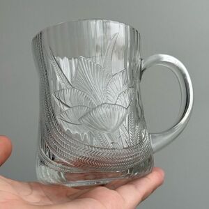 Vintage Glass Coffee Mug Embossed Canterbury Crocus Arcoroc France